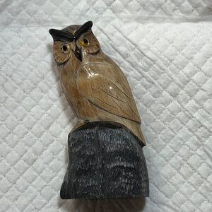 🦉Hand-Carved Wooden Owl Figurine❤️